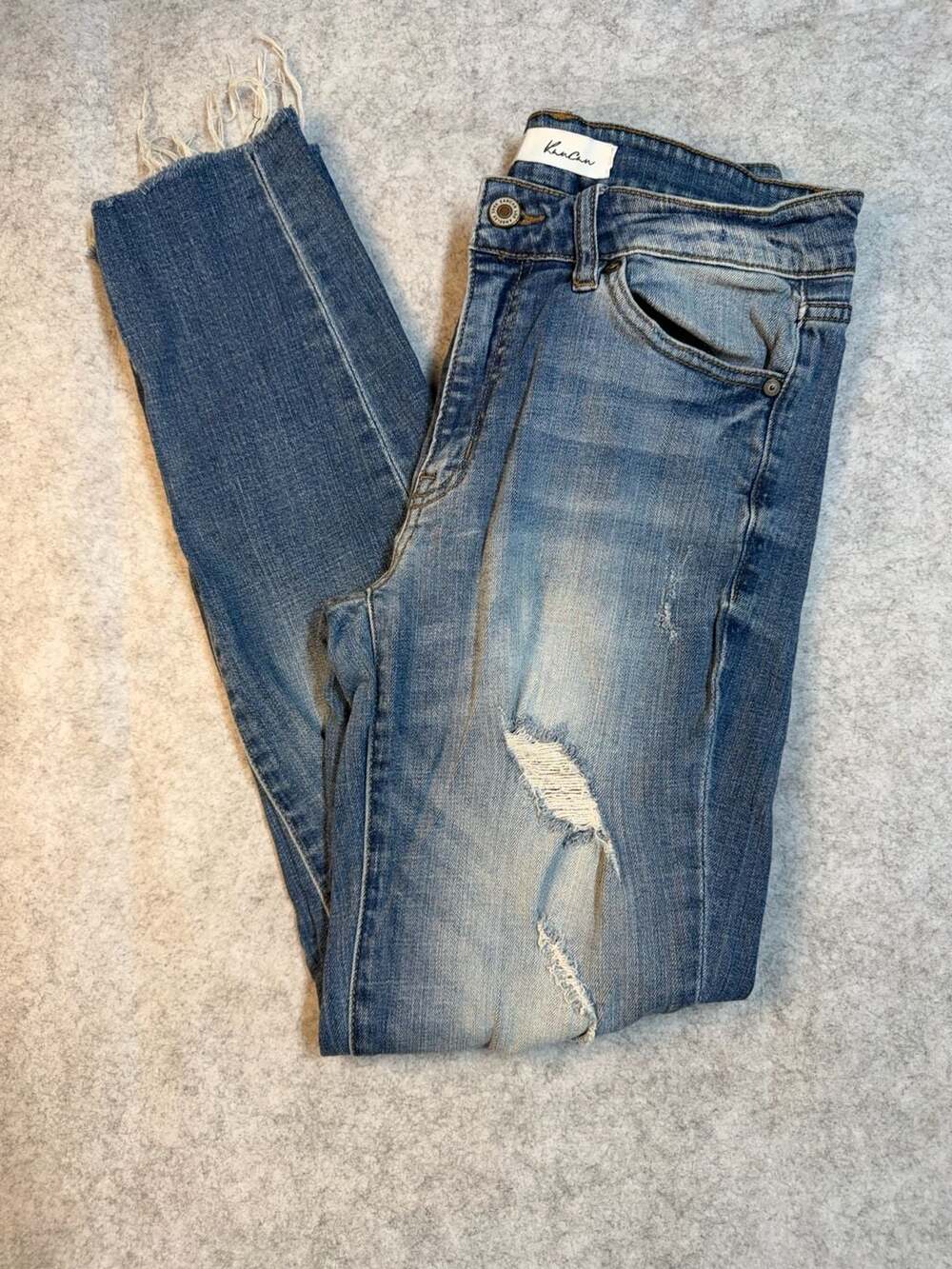 KanCan Distressed Raw Hem Skinny Jeans